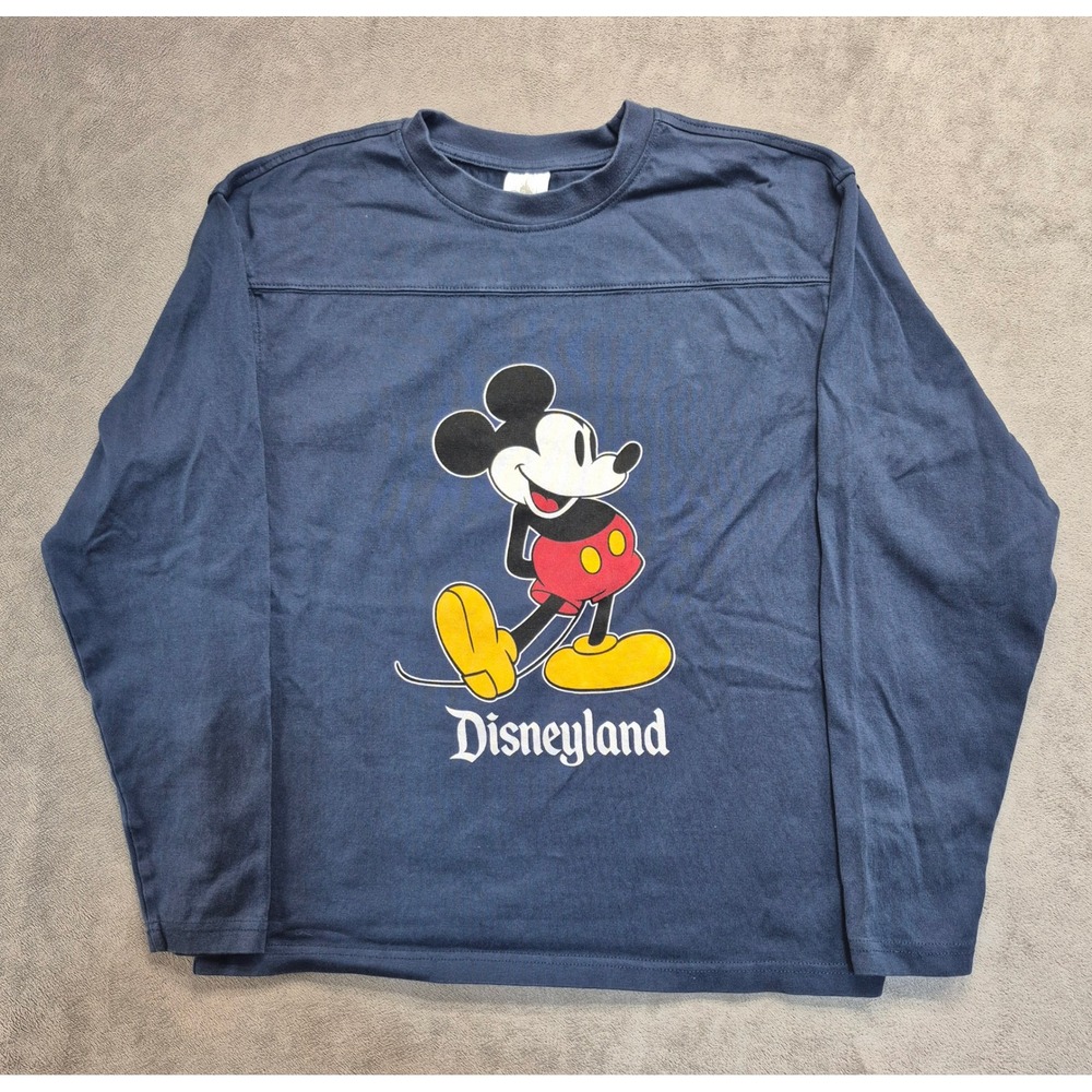 Disney Parks Mickey Mouse Disneyland Long Sleeve T-Shirt Navy Blue Small